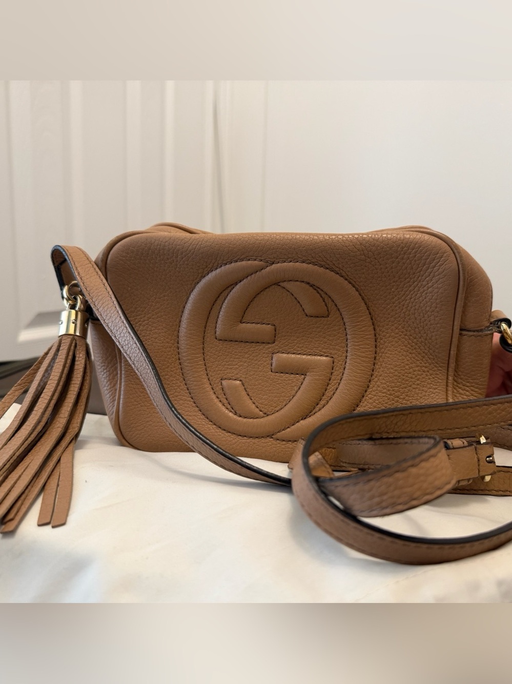 Gucci Brown Pebbled Leather Soho Disco Crossbody Bag
